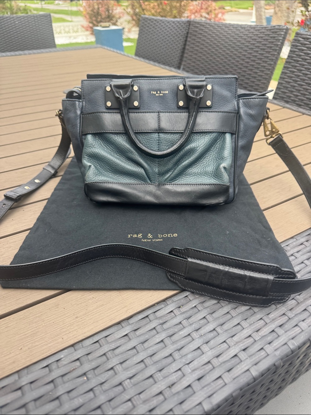 rag & bone  Leather Satchel with Detachable Strap. Made in Italy
